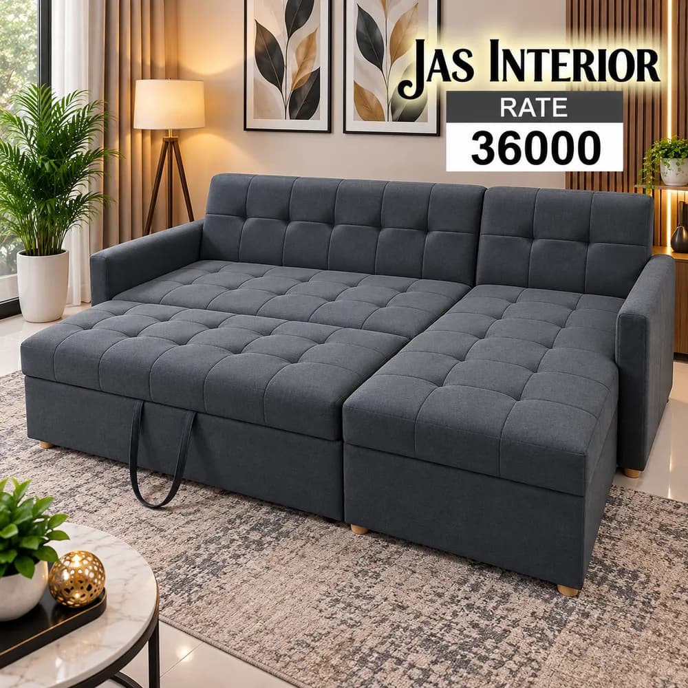 Charcoal Tufted Sofa Bed Living Room