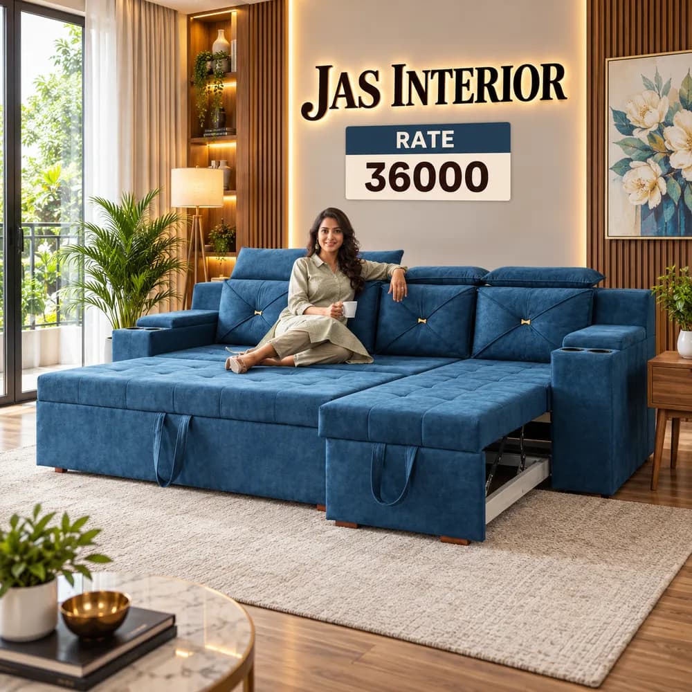Contemporary Blue Sofa-Bed Living Room