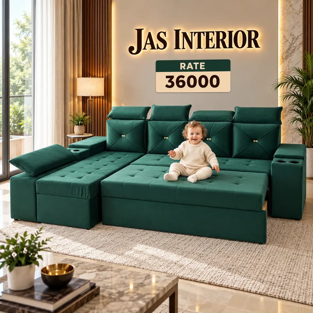 Emerald Sofa Comfort with Smiling Baby