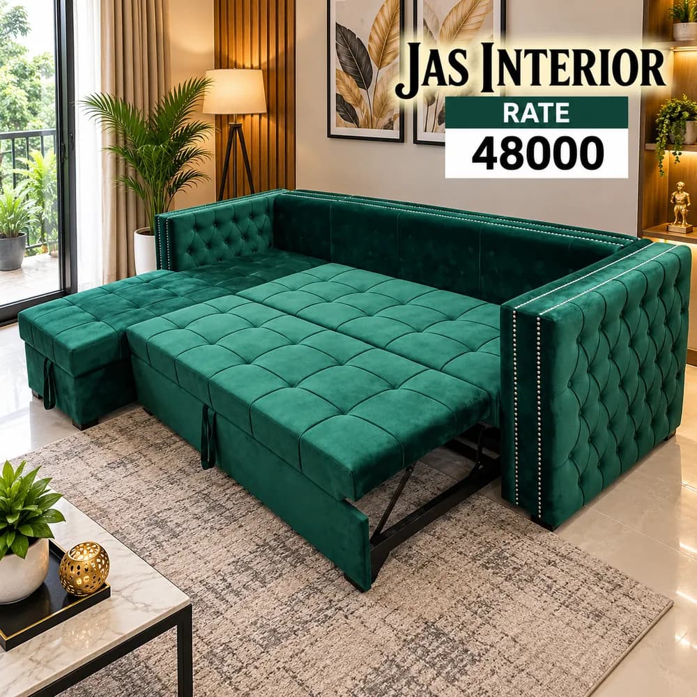 Emerald Velvet Sofa Bed Showcase