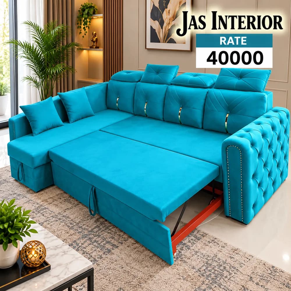 Luxurious Teal Convertible Sofa Bed