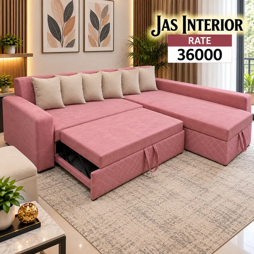 Pink Sofa-Bed in Modern Living Room