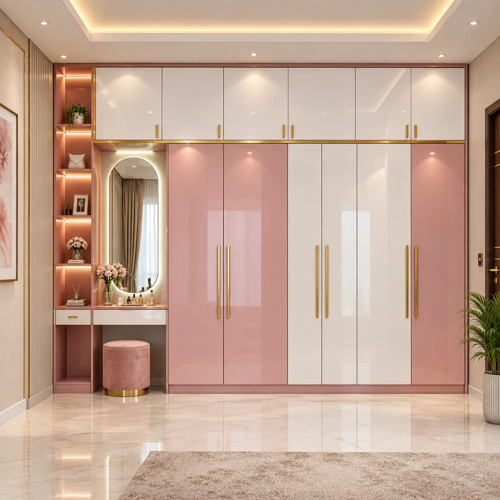 Blush Pink and Gold Luxury Wardrobe Wall
