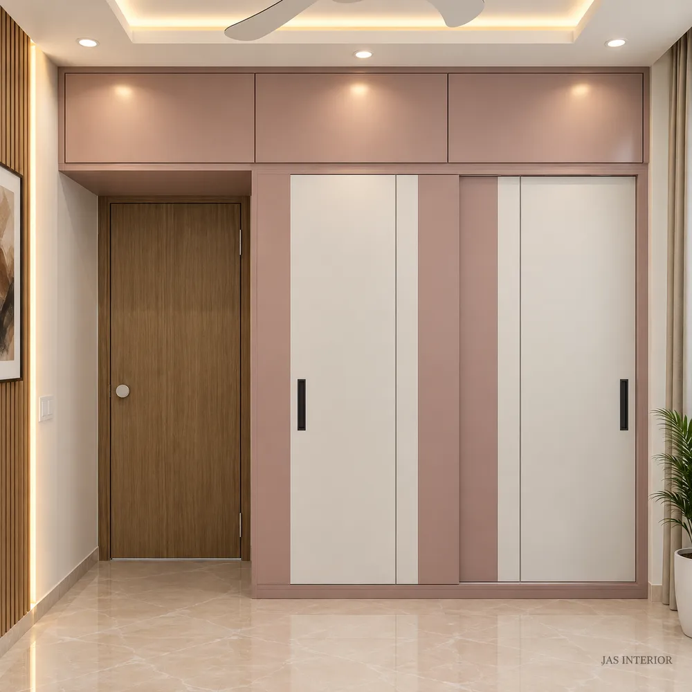 Blush Pink Wardrobe Interior Showcase