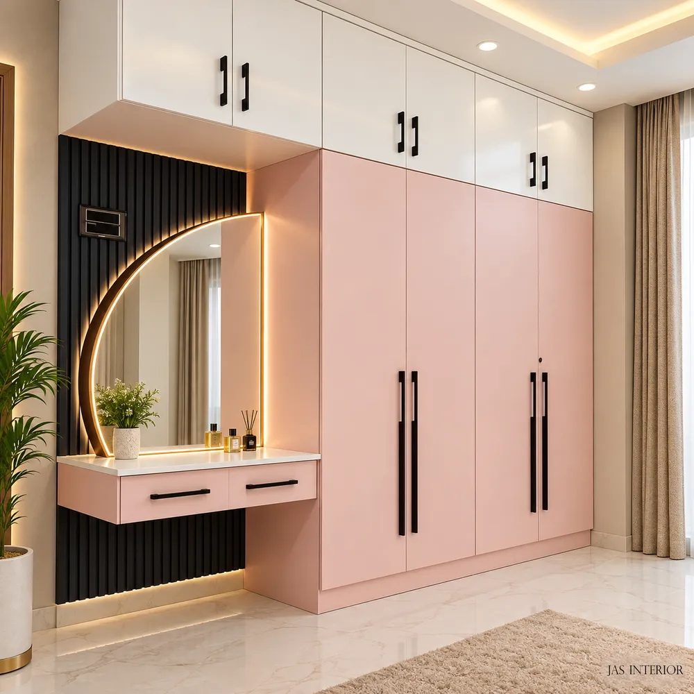 Blush Pink Wardrobe Vanity Nook