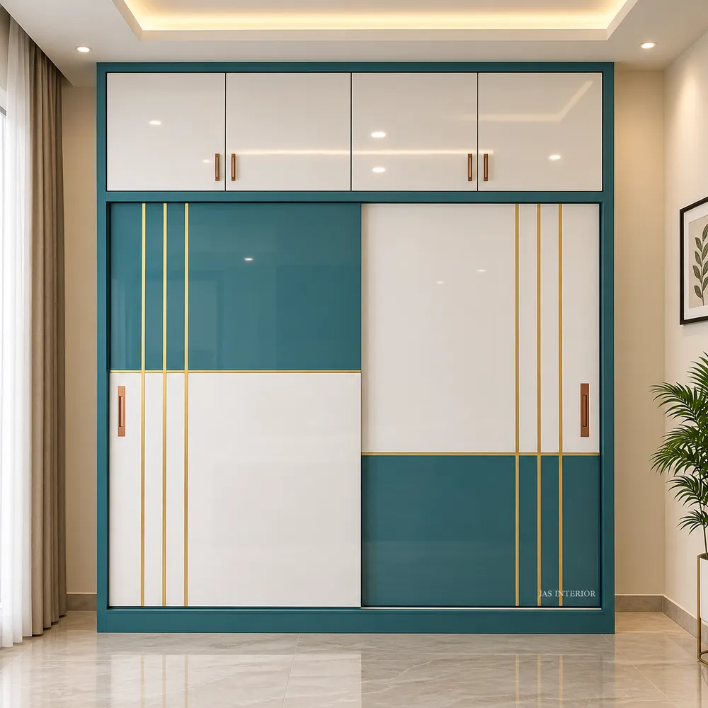Elegant Teal and Gold Wardrobe Interior