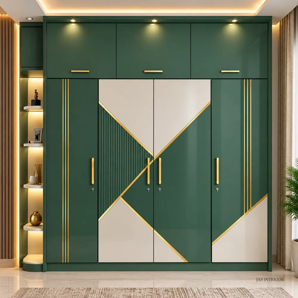 Geometric Green and Gold Wardrobe