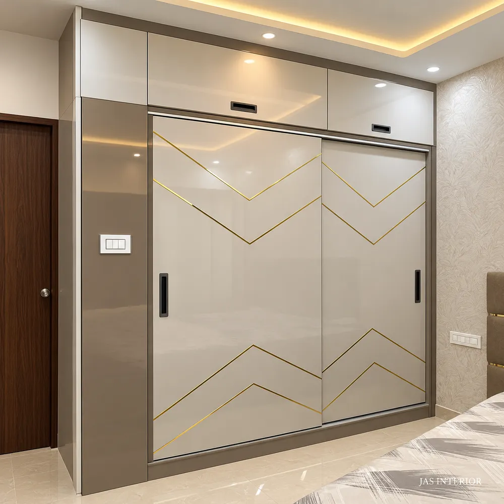 Modern Bedroom Wardrobe with Gold Chevron Accents