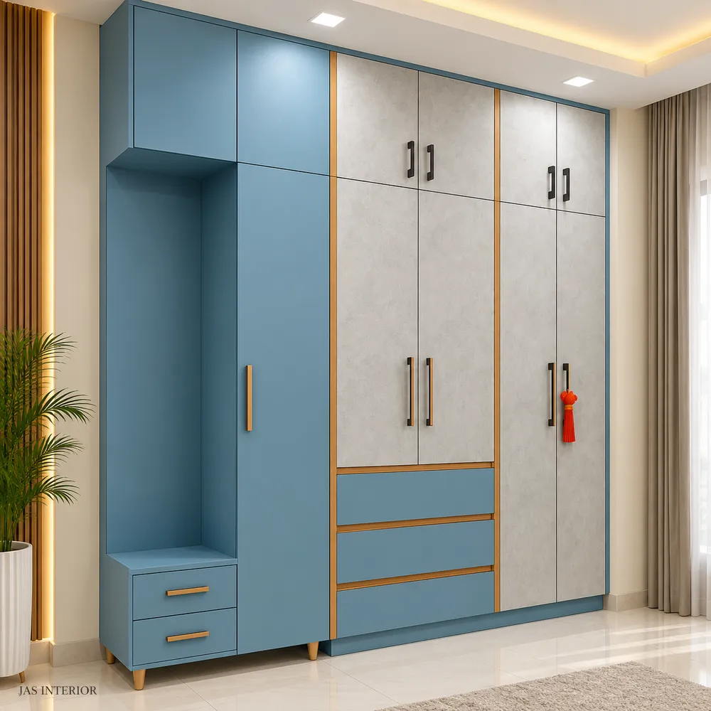 Modern Blue and Gray Wardrobe Interior