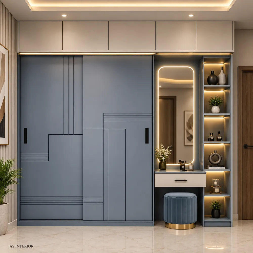 Modern Geometric Wardrobe and Vanity Wall