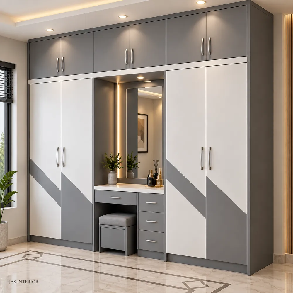 Modern Grey and White Vanity Wardrobe