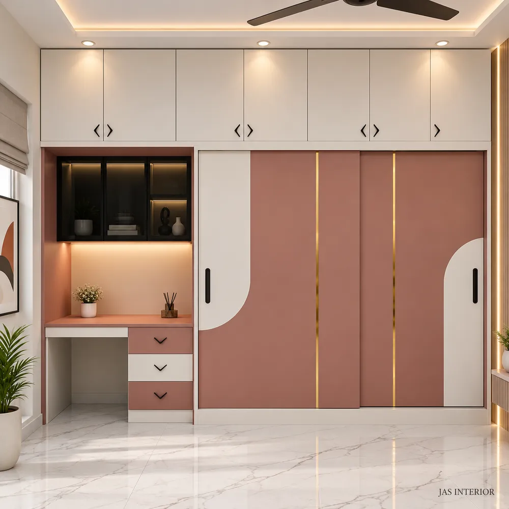 Modern Mauve Wardrobe and Desk Nook