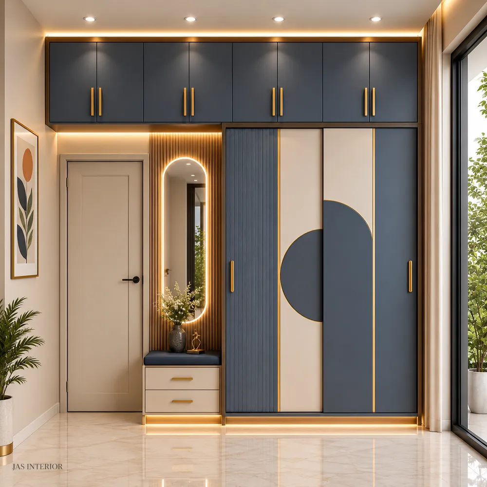 Modern Navy and Gold Wardrobe Hallway
