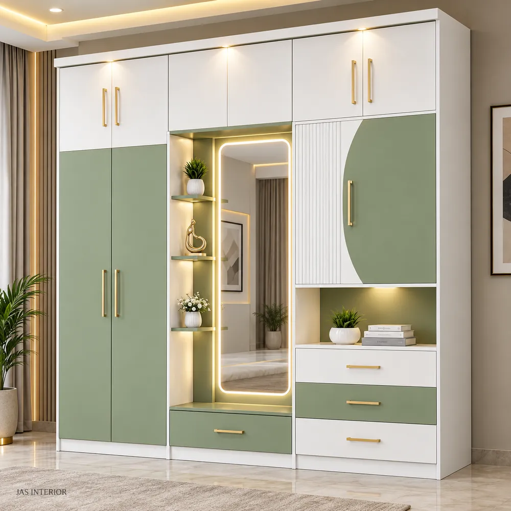 Modern Sage Green Wardrobe Interior