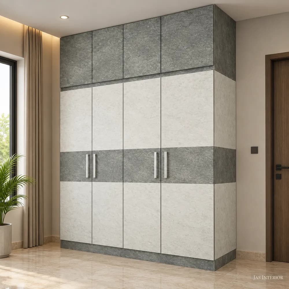 Modern Stone-Finish Built-In Wardrobe