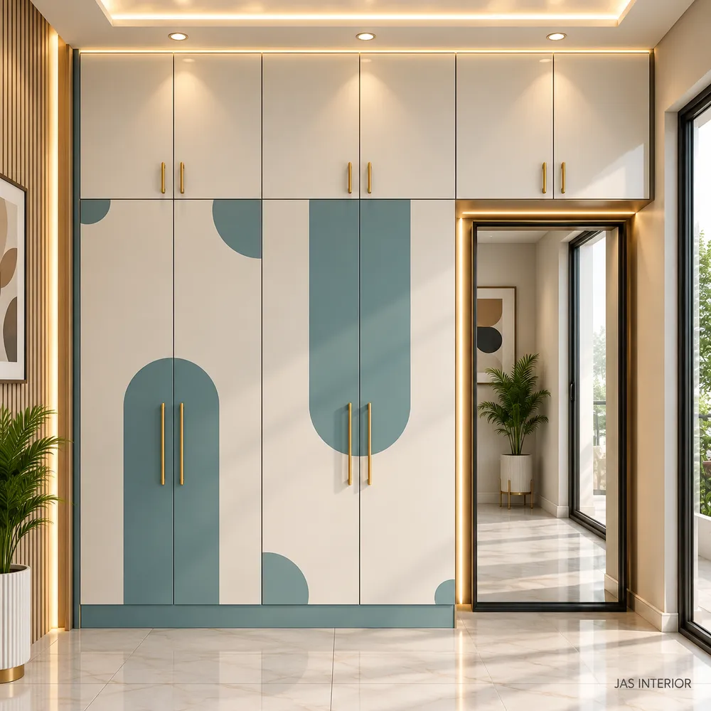 Modern Teal-Accented Vanity Wardrobe