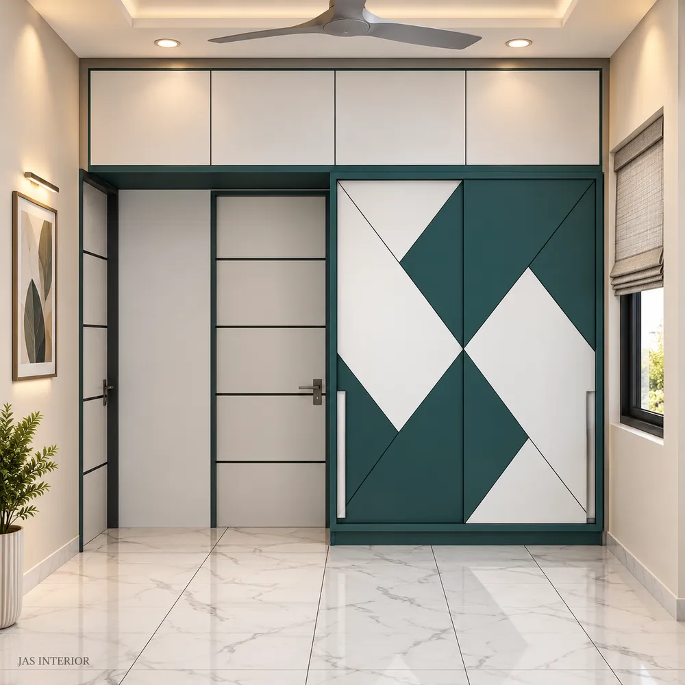 Modern Teal Geometric Wardrobe Interior