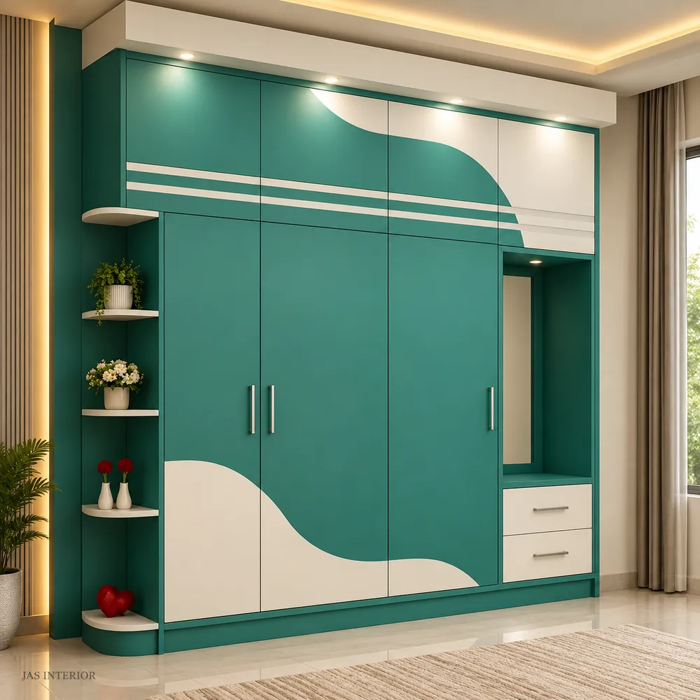 Modern Teal Wave Wardrobe Interior