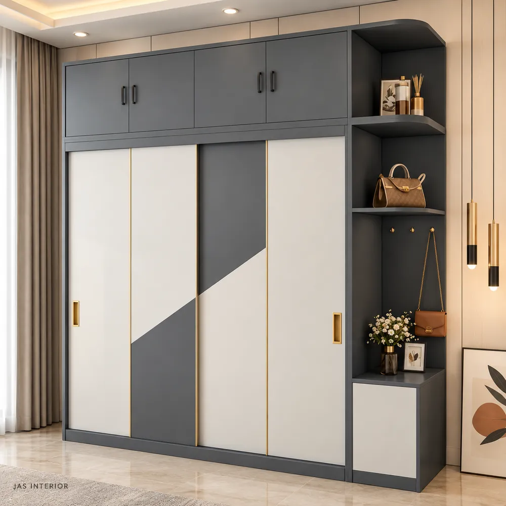 Modern Wardrobe with Brass Accents