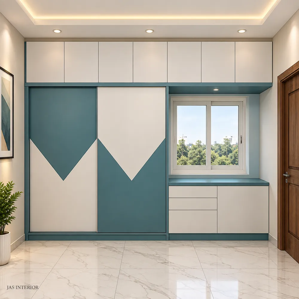Teal Geometric Wardrobe Interior