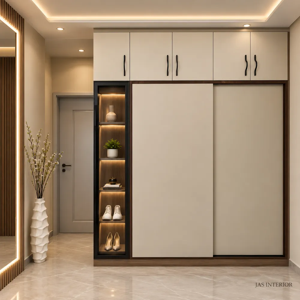 Warm Minimalist Wardrobe Hallway