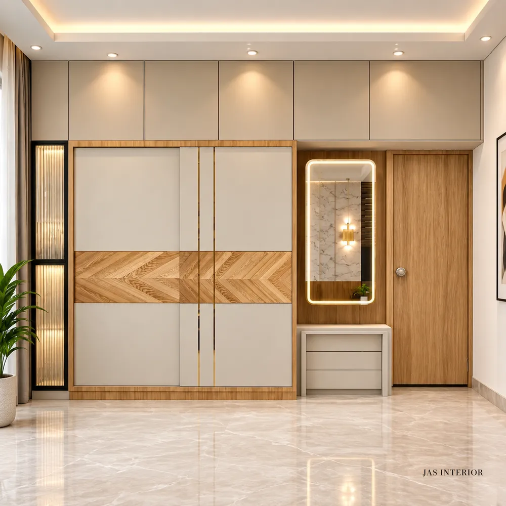 Warm Minimalist Wardrobe Interior