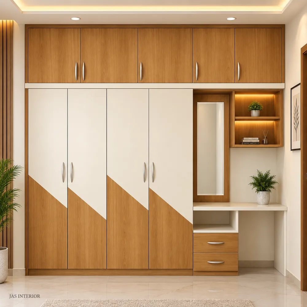 Warm Modern Wardrobe and Vanity Wall